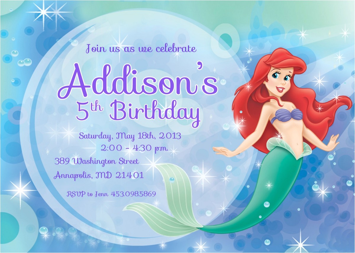 Little Mermaid Birthday Invitation Template 9 Best Images Of Free Mermaid Printable Invitation