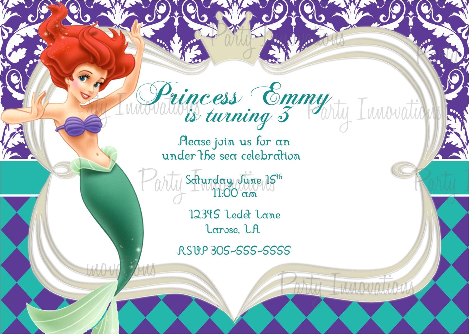 Little Mermaid Birthday Invitation Template Download Free Template Little Mermaid Printable Birthday