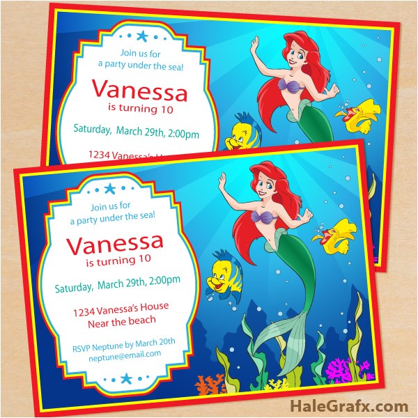 Little Mermaid Birthday Invitations Free Printables Free Printable Disney Little Mermaid Birthday Invitation