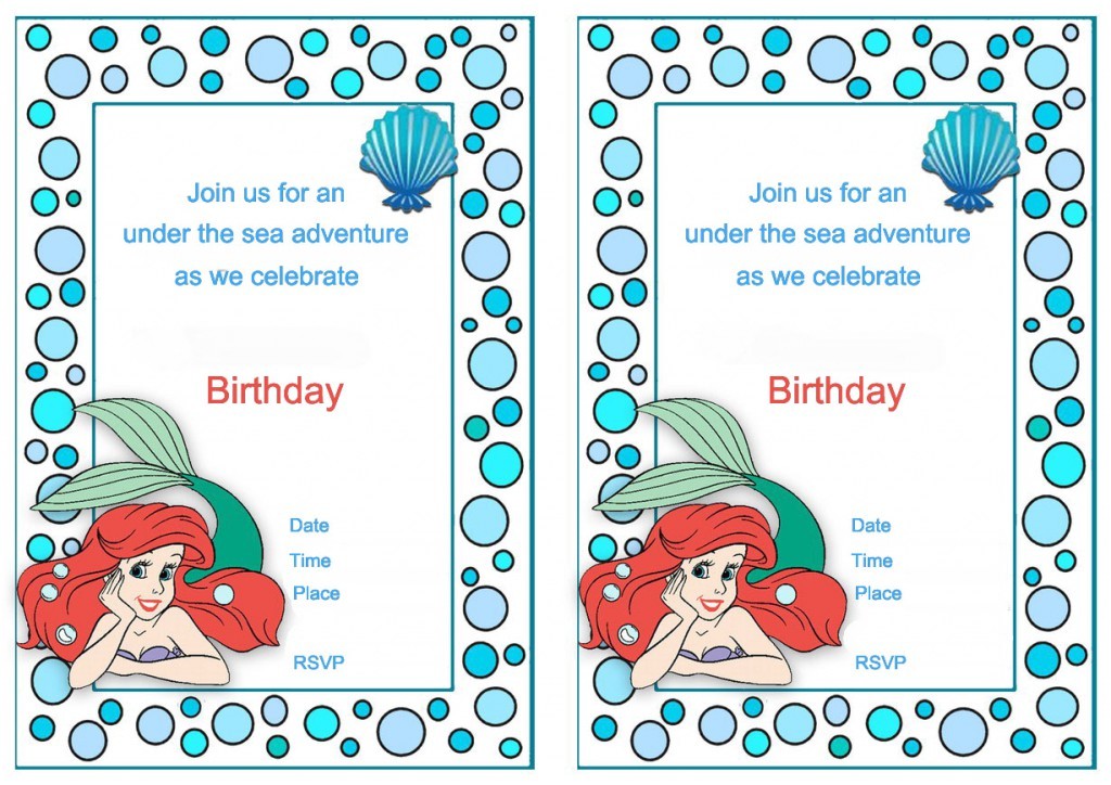 Little Mermaid Birthday Invitations Free Printables Little Mermaid Birthday Invitations – Birthday Printable