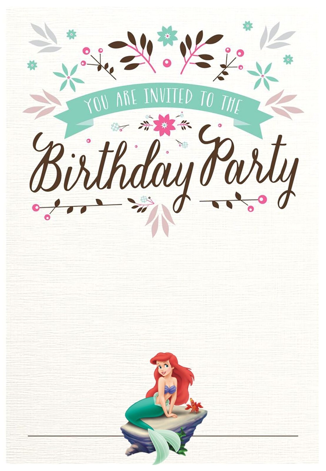 Little Mermaid Birthday Invitations Free Printables Little Mermaid Free Printable Invitation Templates