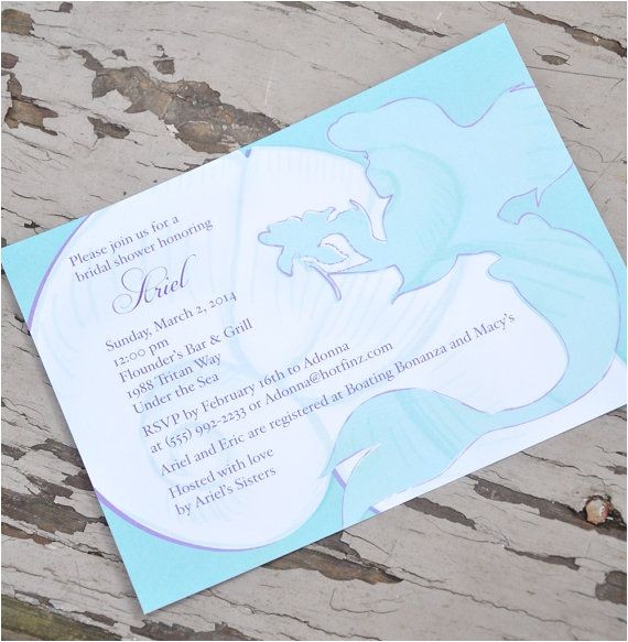 Little Mermaid Bridal Shower Invitations Disney the Little Mermaid Ariel Shower Invitation