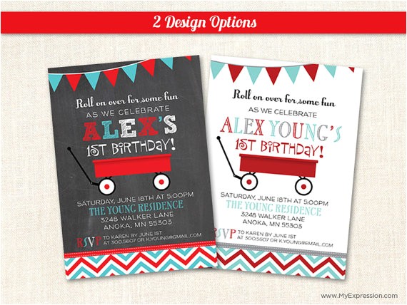 Little Red Wagon Birthday Party Invitations Little Red Wagon Birthday Party Invitations First Birthday