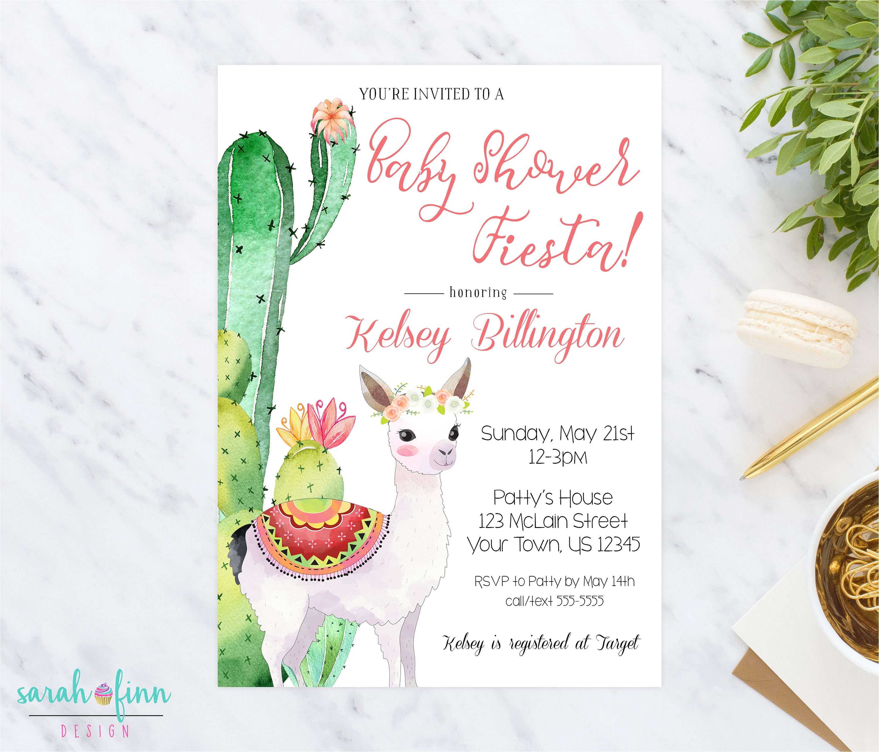 Llama Baby Shower Invitations Llama Baby Shower Invitation Baby Shower Invite Cactus