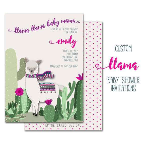Llama Baby Shower Invitations Llama Baby Shower Invitation Custom Party Invite Baby