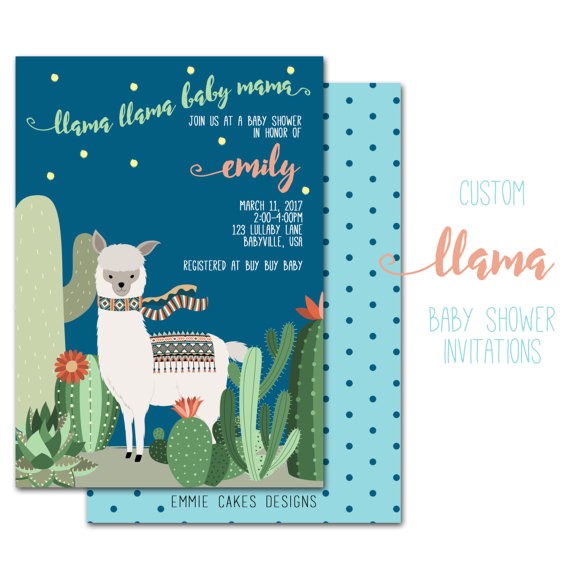Llama Baby Shower Invitations Llama Baby Shower Invitation Custom Party Invite Baby