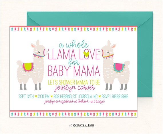 Llama Baby Shower Invitations Llama Baby Shower Invitation Llama Invitation Digital