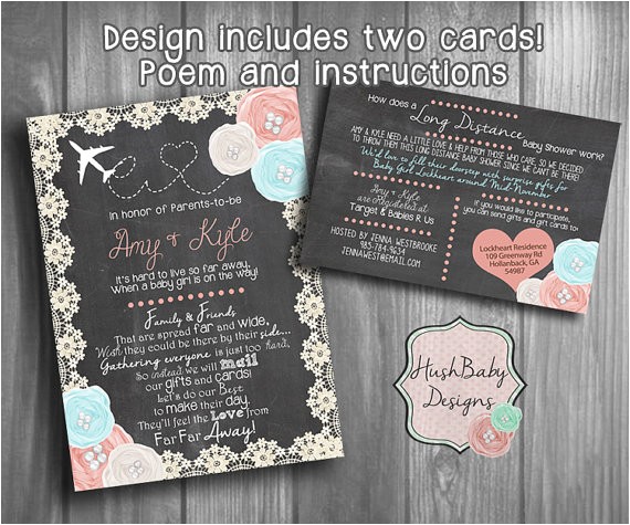 Long Distance Baby Shower Invitation Wording Long Distance Baby or Bridal Shower by Creativecactusshop Long Distance Baby Shower Invitation Wording Long Distance Baby or Bridal Shower by Creativecactusshop