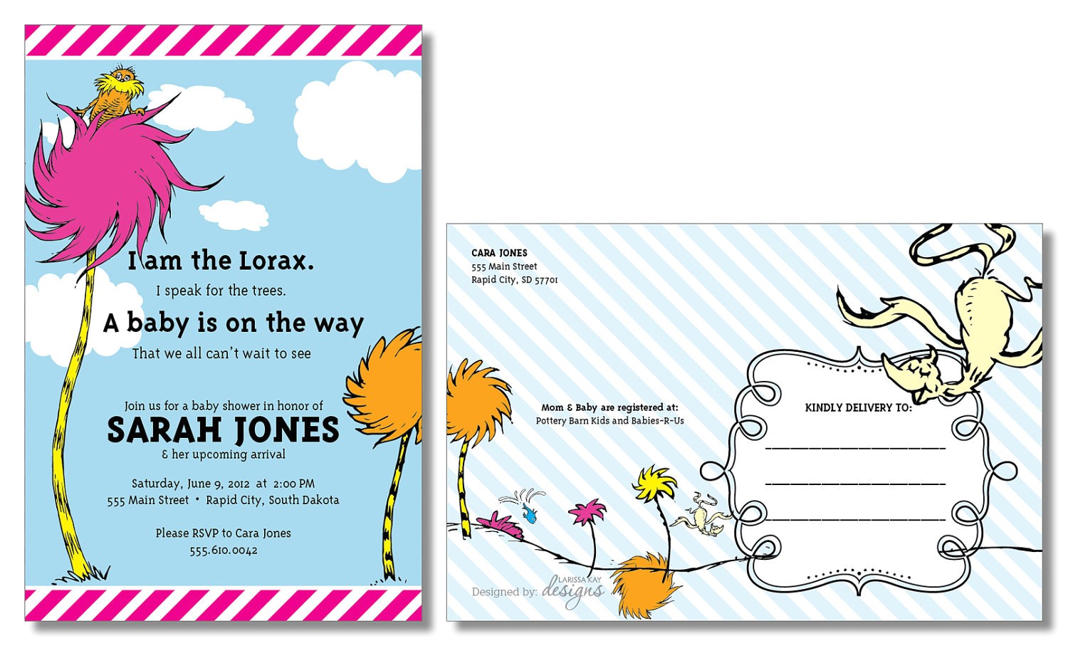 Lorax Baby Shower Invitations the Lorax Dr Seuss Baby Shower Invitation by Larissakaydesigns