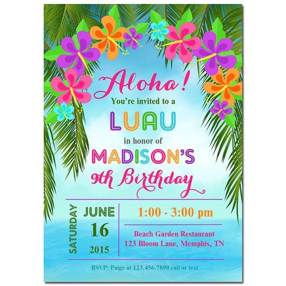 Luau Party Invitation Template Free Luau Invitación Imprimible O Impreso Con El Por Luau Party Invitation Template Free Luau Invitación Imprimible O Impreso Con El Por