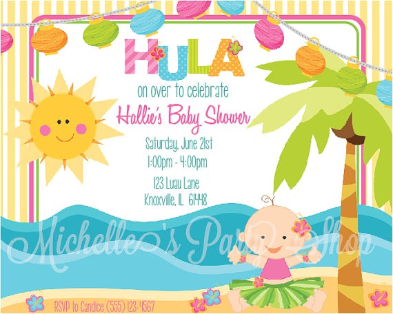 Luau themed Baby Shower Invitations Luau Baby Shower Invitations