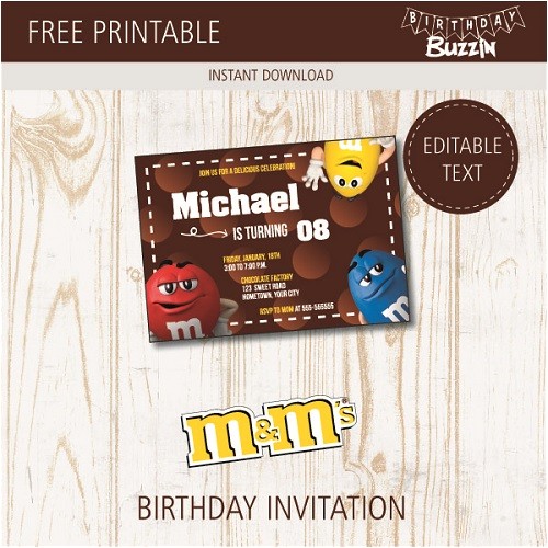 M and M Birthday Invitations Free Printable M&m Birthday Party Invitations