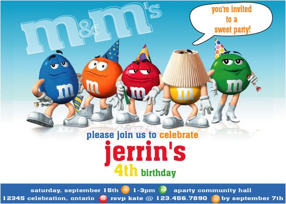 M and M Birthday Invitations Invitation M&m Chocolate Party Collection Printable
