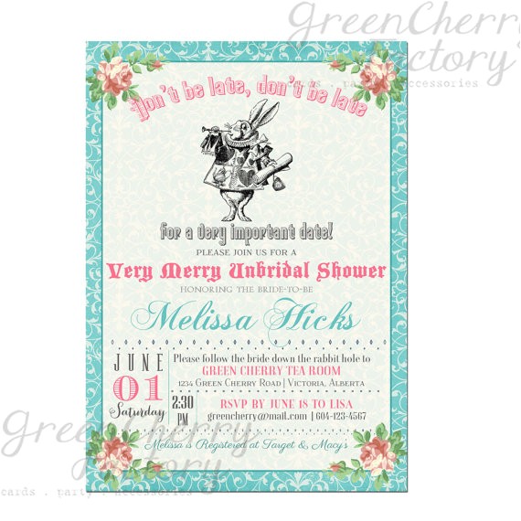 Mad Hatter Bridal Shower Invitation Wording Items Similar to Bridal Shower Invitation Mad Hatter Tea
