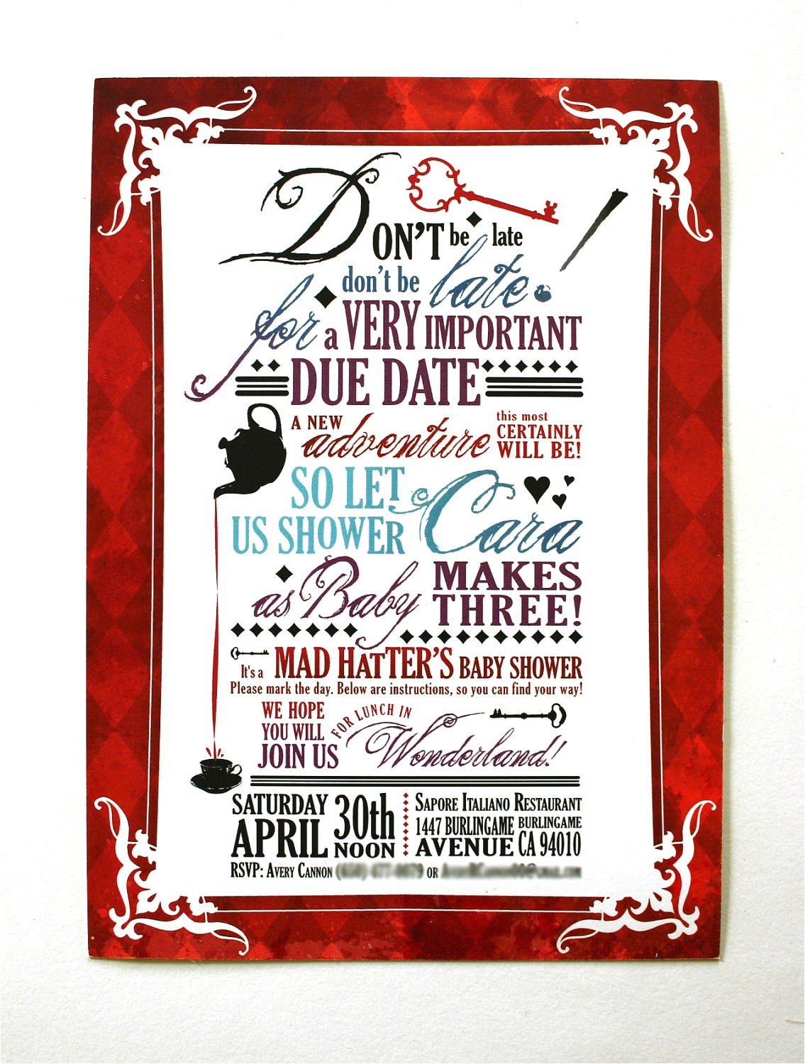 Mad Hatter Bridal Shower Invitation Wording Mad Hatter Tea Invitation