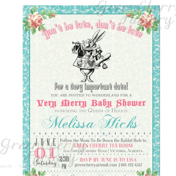 Mad Hatter Tea Party Baby Shower Invites Items Similar to Baby Shower Invitation Mad Hatter Tea