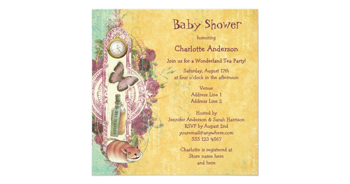 Mad Hatter Tea Party Baby Shower Invites Mad Hatter S Wonderland Tea Party Baby Shower Invitation