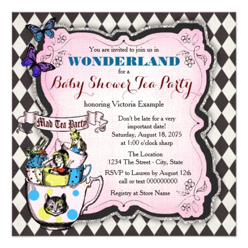Mad Hatter Tea Party Baby Shower Invites Mad Hatter Tea Party Wonderland Baby Shower Invitation