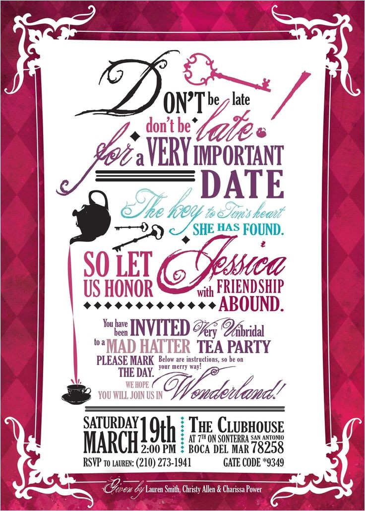 Mad Hatter Tea Party Bridal Shower Invitations 154 Best Images About Mad Hatter Tea Party Birthday On