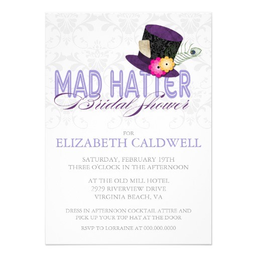 Mad Hatter Tea Party Bridal Shower Invitations Mad Hatter Bridal Shower Invitation 5" X 7" Invitation
