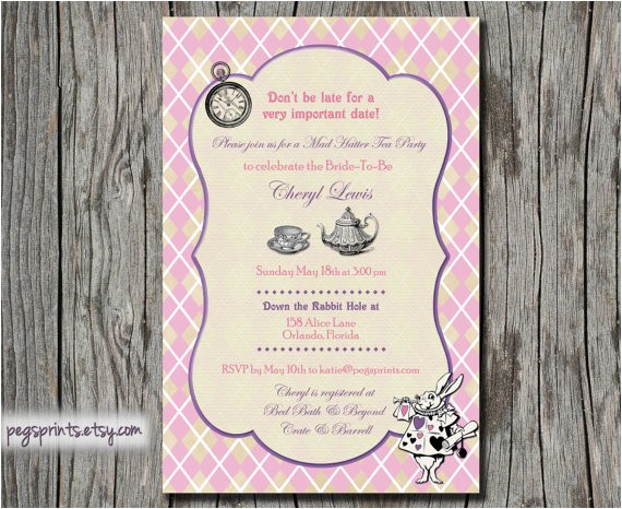 Mad Hatter Tea Party Bridal Shower Invitations Mad Hatter Bridal Shower Invitation Tea Party by Pegsprints