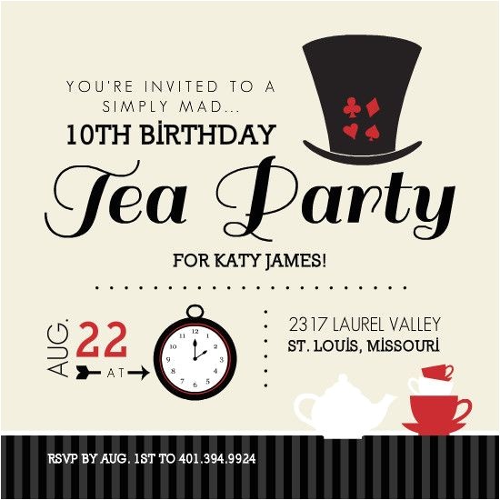Mad Hatters Tea Party Invitations Free Templates Free Printable Invitations Mad Hatter