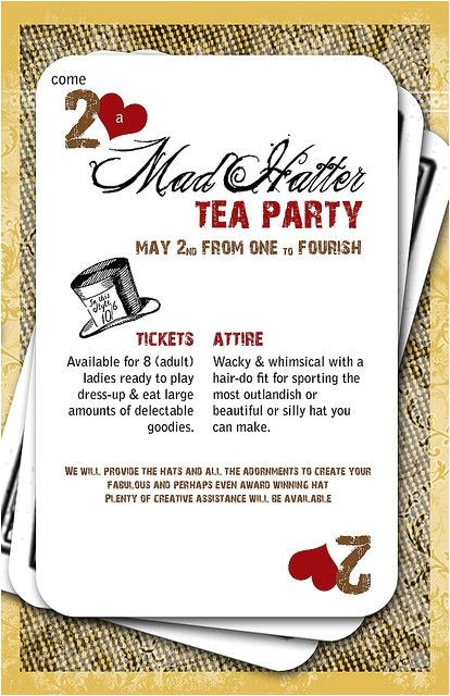 Mad Hatters Tea Party Invitations Free Templates Mad Hatter Invitation Design