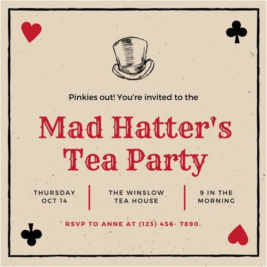 Mad Hatters Tea Party Invitations Free Templates Playing Card Invitation Template – Diabetesmangfo