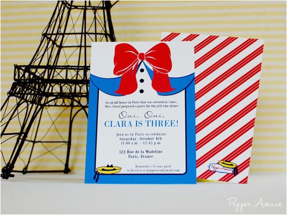 Madeline Birthday Party Invitations Madeline Birthday Party Paris Birthday Party Invitation