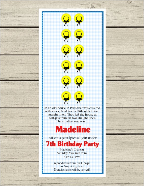 Madeline Birthday Party Invitations Printable Madeline Birthday Invitation by Madeline Lewis