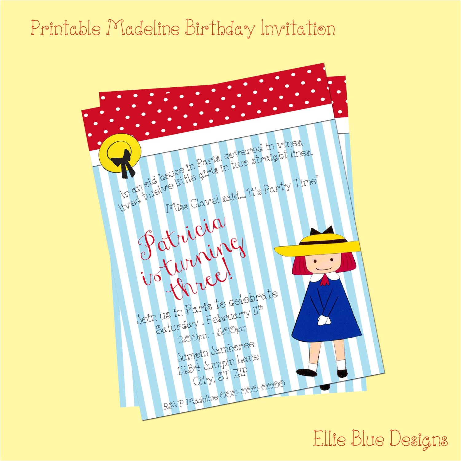 Madeline Birthday Party Invitations Printable Madeline Birthday Invitation
