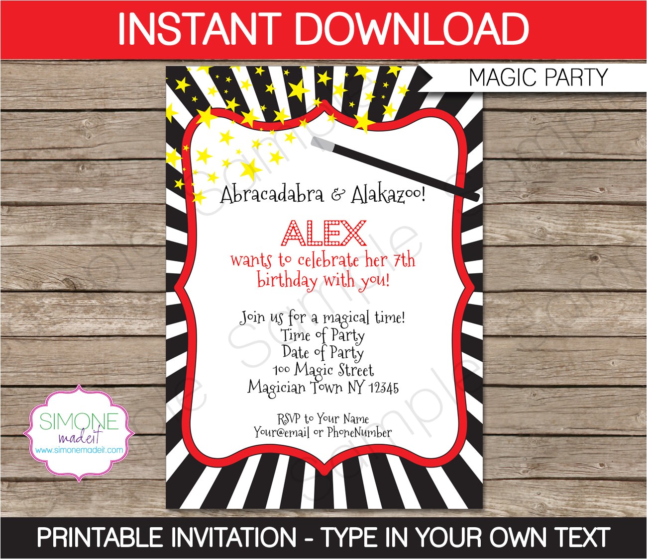 Magic Birthday Party Invitation Template Magic Invitation Template Birthday Party Instant Download Magic Birthday Party Invitation Template Magic Invitation Template Birthday Party Instant Download