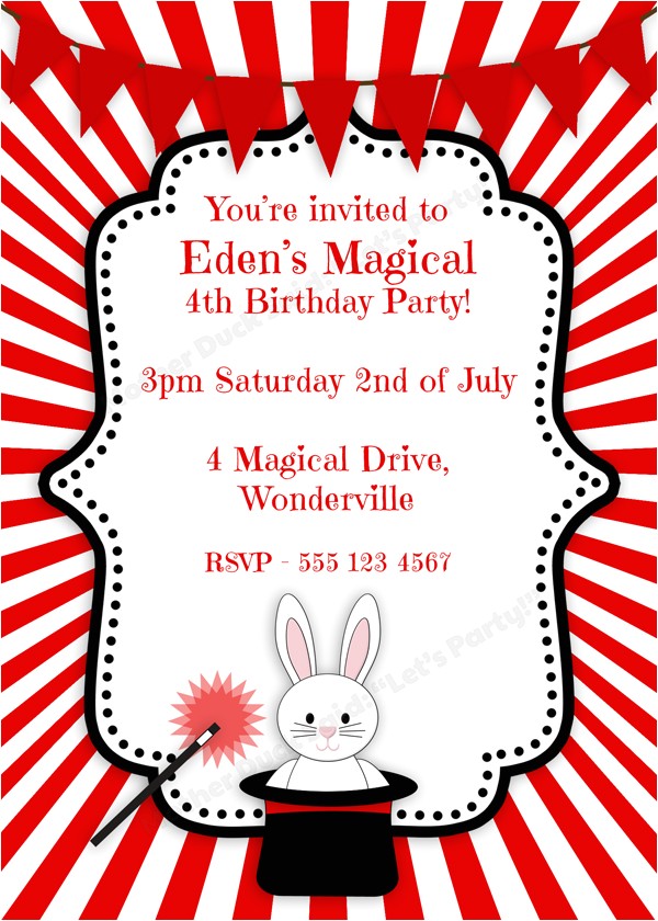 Magic Show Birthday Party Invitation Template Mother Duck Said Quot Lets Party Quot Magical Birthday Party