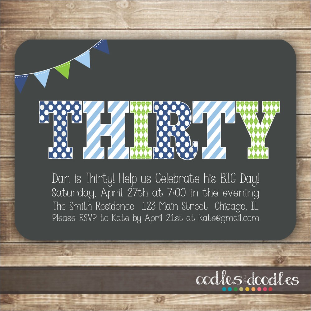 Male Birthday Invitation 30th Birthday Invitation for Men Thirty 40th 50th Birthday