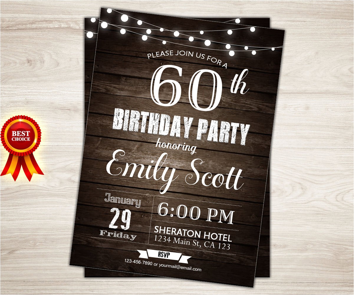 Male Birthday Invitation Surprise 60th Birthday Invitation Man Surprise Birthday Party