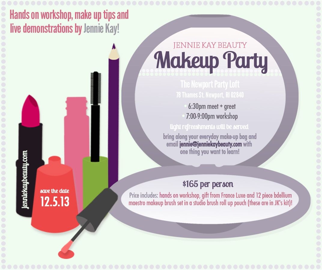 Mary Kay Cosmetics Party Invitations Makeup Party Invitation Design with Lipstick Eyeliner