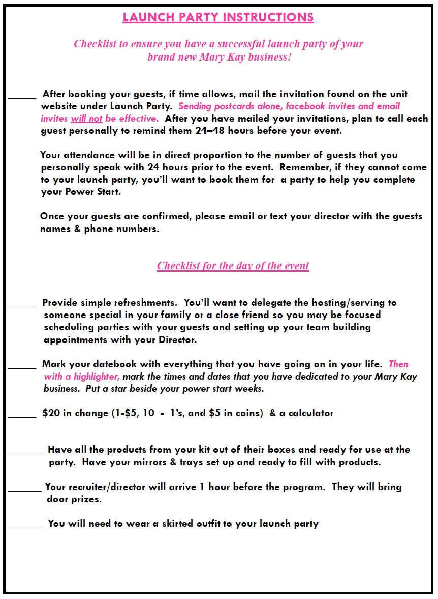 Mary Kay Launch Party Invitations Sandra Copeland Unit Website Launch Party