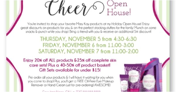 Mary Kay Party Invitation Postcards Mary Kay Holiday Cheer Open House Invitation Customize