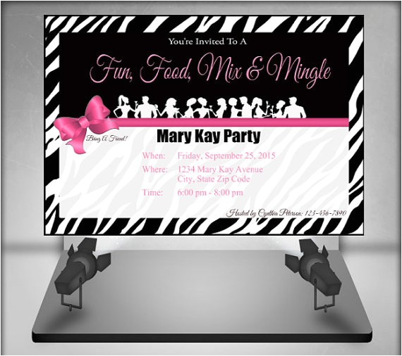Mary Kay Party Invitation Postcards Mary Kay Zebra Party Invitation by Ofcreativity On Etsy