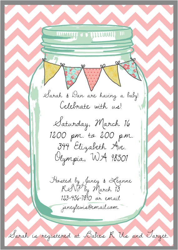 Mason Jar Baby Shower Invitation Template Mason Jar Baby Shower Invitation