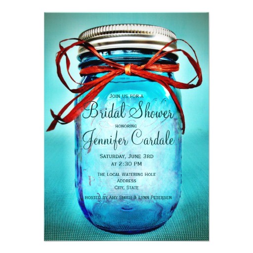 Mason Jar Invitations for Bridal Shower Blue Mason Jar Country Bridal Shower Invitations 4 5" X 6