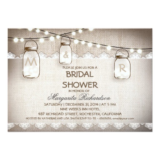 Mason Jar Invitations for Bridal Shower Burlap and Mason Jars Bridal Shower Invitations