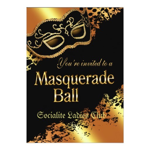 Masquerade Ball Party Invitations Wording Custom Metallic Gold Masquerade Ball Invitation