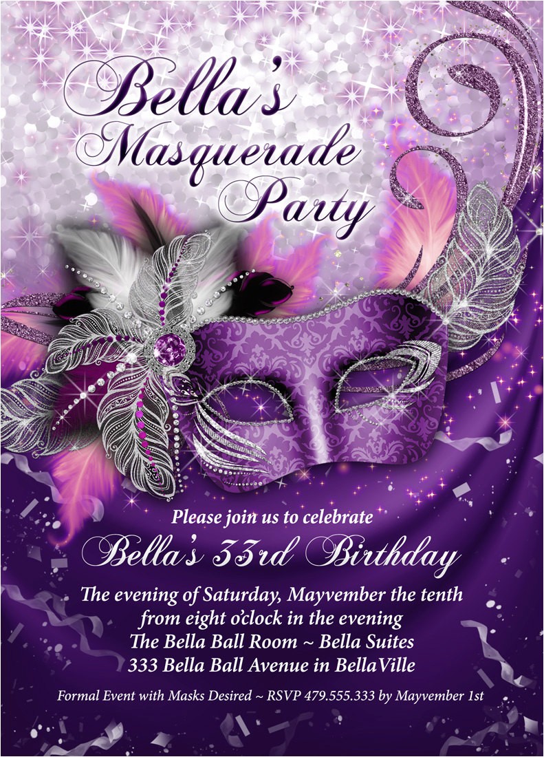 Masquerade themed Quinceanera Invitations Masquerade Party Invitation Mardi Gras Party Party