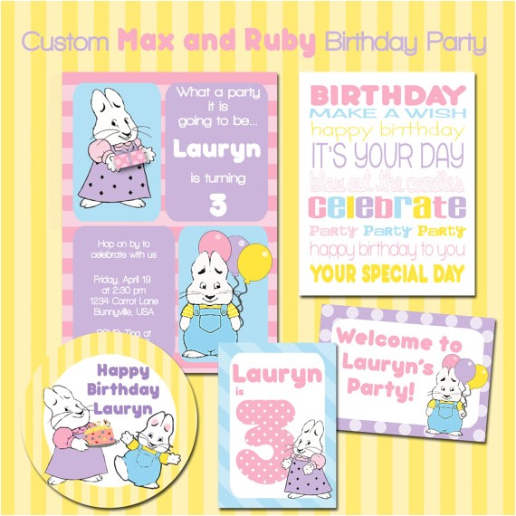 Max and Ruby Birthday Party Invitations Max and Ruby Party Printable Kit Custom Birthday
