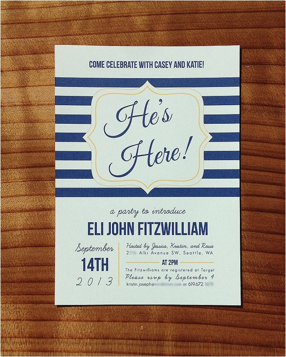 Meet the Baby Shower Invitations He S Here Baby Shower Meet and Greet Invitation