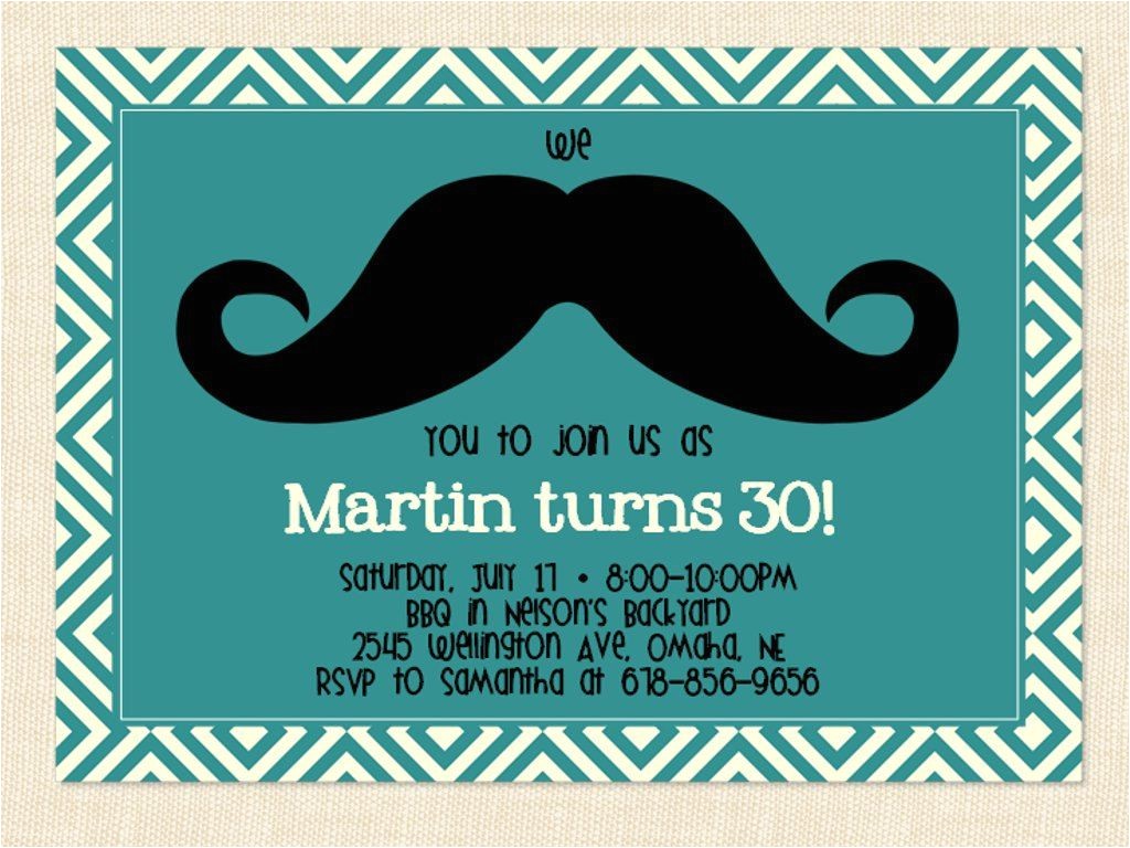 Mens Birthday Party Invitation Templates Men 39 S Birthday Invitation Mustache Printable by