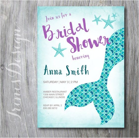 Mermaid Bridal Shower Invitations Bridal Shower Nautical Mermaid Princess Wedding Shower