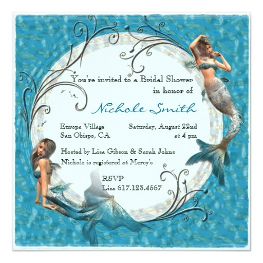 Mermaid Bridal Shower Invitations Mermaid Teal Blue Floral Bridal Shower Invites 5 25