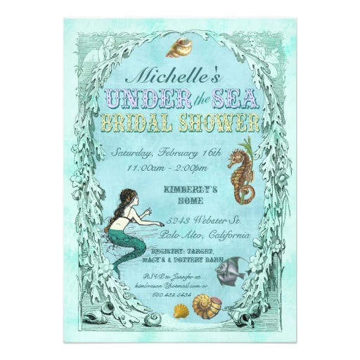 Mermaid Bridal Shower Invitations Under the Sea Mermaid Bridal Shower Invitation